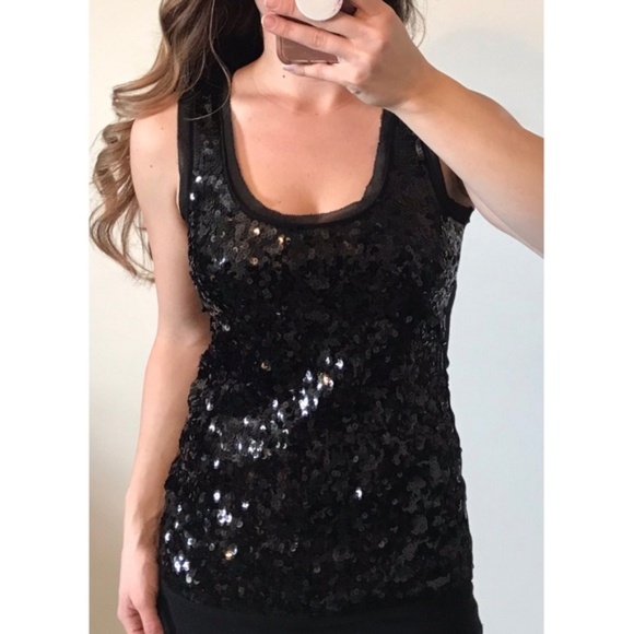 black sleeveless sequin top